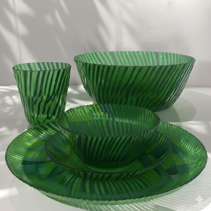 PGT French Retro Wave Ripple Tableware <b>Set</b> - 5-Piece Eco-Friendly Elegant <b>Dinner</b> Plates & Bowls -Veda Green(Made in Taiwan) - Product Image 2