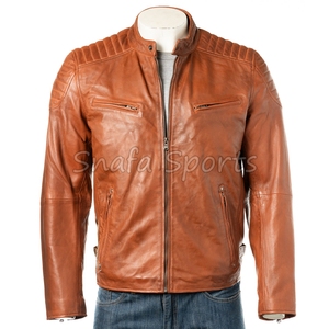 Veste en cuir de vachette fabriquée en usine, couleur unie, fermeture éclair, design confortable, conçue pour les commandes en gros très demandées - Product Image 1