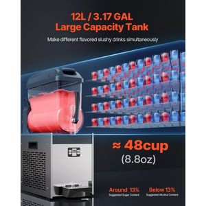 Macchina Commerciale per Bevande Congelate da 12L con Vasca Singola, in Acciaio Inossidabile, per Margarita, Smoothie e Gelato, con Capacità di 48 Bicchieri - Product Image 2