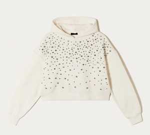 Sweat-shirt court en molleton premium pour femme, personnalisé, entièrement orné de pierres scintillantes, vente en gros - Product Image 4