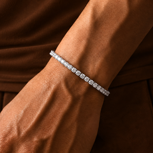 Pulsera de tenis brillante de circonita cúbica redonda de 5 mm con engaste abierto de cuatro puntas, joyería de circonita cúbica en plata, oro y platino - Product Image 4