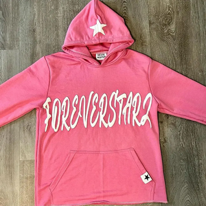 Foreverstar2 <b>Red</b> Hooded <b>Sweatshirt</b> <b>Men's</b> Oversized Streetwear Cotton Pullover With Star Logo Front Print Autumn Style - Product Image 4