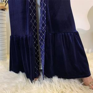 Women's Winter Solid Color Polyester Velvet Abaya Turkish Style Maxi <b>Islamic</b> <b>Clothing</b> Long Sleeve Velvet Abaya - Product Image 5
