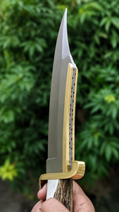 Handmade Damascus Steel Bowie Knife with <b>Leather</b> Sheath Full Tang Custom Hunting Knife Razor Sharp Survival & Camping Blade - Product Image 5