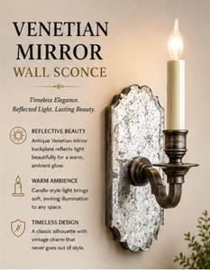 Applique murale vintage antique en verre vieilli et rouillé, style miroir, pour bougie - Product Image 5