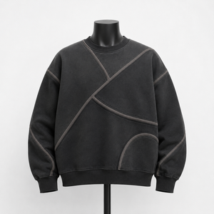 Sudadera Personalizada para Hombre, Color Gris Carbón, Cuello Redondo, Detalle de Costuras en Contraste, Sudadera de Forro Polar, Estilo Urbano - Product Image 1