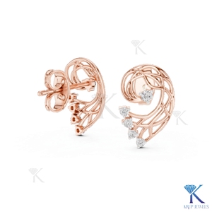 ต่างหูเพชร CVD แบบฝังลายกิ่งไม้ ดีไซน์เกลียววน 14K 18K ทองคำแท้ สำหรับผู้หญิง เครื่องประดับมินิมอล ผลิตโดยผู้ผลิตเครื่องประดับ - Product Image 6
