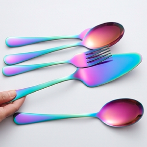 Ensemble de couverts en acier inoxydable couleur arc-en-ciel, finition miroir haute brillance, collection de couverts élégants pour fêtes, ustensiles métalliques résistants à la rouille - Product Image 3