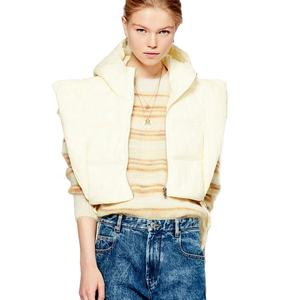 Chaqueta acolchada para mujer de otoño e invierno, abrigo corto sin mangas con capucha y correas huecas, Tops con lazo, diseño acolchado, forro de LICRA - Product Image 5