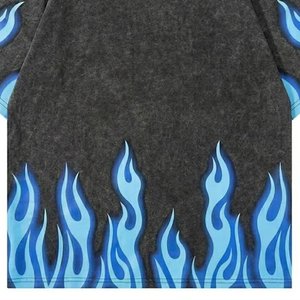 Camisetas de hombre al por mayor con logo personalizado, estilo flameado, lavado ácido, corte holgado, hombros caídos, algodón grueso, estilo oversize, streetwear - Product Image 4