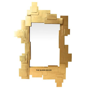 Nouveau miroir mural d'angle doré antique pour la maison, grande décoration élégante, miroir moderne au design feuille de Ginkgo pour chambre à coucher - Product Image 4