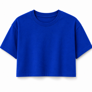 เสื้อครอปท็อปผู้หญิง แขนสั้น คอกลม สีพื้น ผ้าฝ้าย 100% ระบายอากาศ แห้งเร็ว 220 กรัม เสื้อผ้าลำลอง ฤดูใบไม้ผลิ ฤดูร้อน - Product Image 1