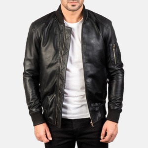 Customized Sheep Leather Streetwear <b>Jacket</b> for <b>Men</b> Quilted with <b>Sherpa</b> Lining and Fur Trim Breathable Design - Product Image 1