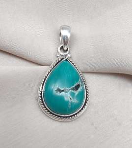 Pendentif turquoise bleu, argent sterling 925, pierre précieuse naturelle, fabrication artisanale, fabricant en gros de bijoux - Product Image 6