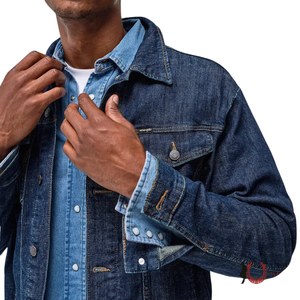 Veste de camionneur en denim classique pour homme, fermeture à boutons, couture robuste, décontractée, en gros - Product Image 5