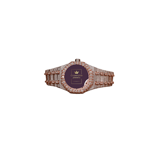 Luxury Simple Stainless Steel Rose Gold Iced Out Round Cut Diamond VVS Moissanite Custom Hip Hop Watch Birthday Gift for Men's - Product Image 1