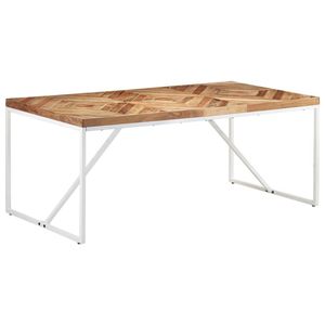 Table à manger en bois naturel avec pieds blancs - Product Image 1