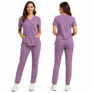 Hospital <b>Scrub</b> Suit Nurse Uniform Eco-Friendly Polyester Rayon Spandex Medical <b>Scrubs</b> Set Lightweight Breathable Custom Logo - Product Image 1