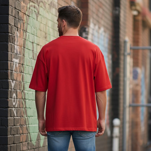 New Arrival Men's Red Oversized Cotton T-<b>Shirt</b> With <b>Flame</b> Logo Front Print Casual Short Sleeve O-Neck Jersey Fit and online sale - Product Image 2