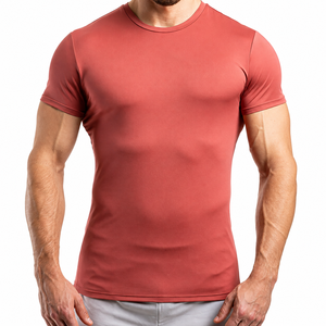 Nouveau style T-shirt de sport pour homme, décontracté, uni, en coton mélangé et polyester recyclé, à manches courtes, coupe classique, séchage rapide, haute performance - Product Image 1