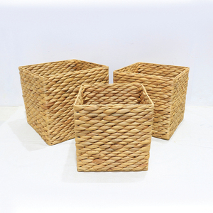 Natural Rattan Storage <b>Baskets</b> Rectangle With Handles Rustic Multi Purpose Organization <b>Cube</b> <b>Basket</b> Set - Product Image 5