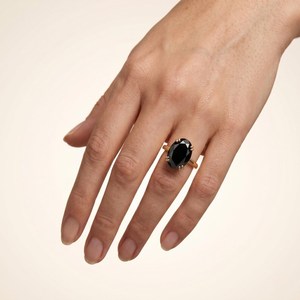 Anillo Solitario Ovalado de Moissanita Negra de 5CT para Unisex, Oro Sólido de 14K, Estilo Único y Elegante, Regalo para Enamorados - Product Image 4
