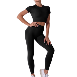 Ensemble de yoga personnalisé OEM en gros pour femmes : soutien-gorge de sport athlétique et leggings taille haute sublimés – Vêtements de fitness pour femme - Product Image 2