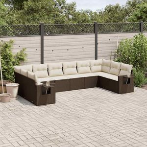 Grand ensemble de canapés de jardin modulaires en rotin PE marron - Product Image 1