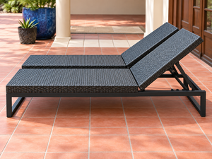 Modern <b>Outdoor</b> Sun Lounger PE Rattan Dual <b>Reclining</b> <b>Chair</b> Tapered Leg Armless Contemporary Design - Product Image 2