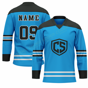 Maillots de hockey sur glace personnalisés sublimés à col ras du cou, prix de gros 2026, maillots de match de hockey sur glace professionnels en sergé. - Product Image 3