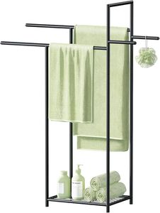 Porte-serviettes en métal design pour salle de bain, avec cadre décoratif, base stable et barres de séchage multi-niveaux - Product Image 6