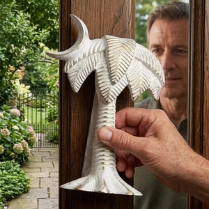 Battant de porte traditionnel en fonte blanche vieillie, écologique, imperméable et durable, quincaillerie de mobilier - Product Image 1