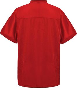 Maillot de sport rouge en polyester léger à manches courtes et col en V, importé, à enfiler - Product Image 3