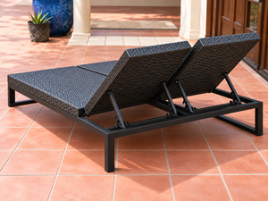 Modern <b>Outdoor</b> Sun Lounger PE Rattan Dual <b>Reclining</b> <b>Chair</b> Tapered Leg Armless Contemporary Design - Product Image 3