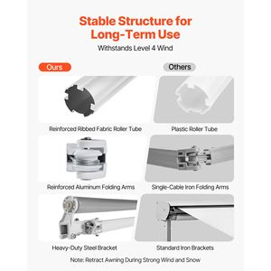 "9.8FT X 8.2FT Outdoor Patio Retractable Sun <b>Shade</b> Awning Water Resistant PC Material Patio Door <b>Window</b> Manual" - Product Image 4