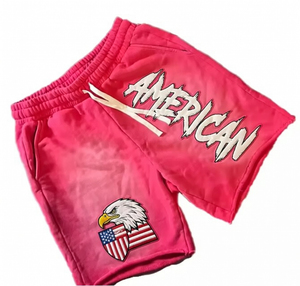 Pantalones Cortos de Hombre Personalizados, Estilo Vintage, Lavado Ácido, Desgastados, con Logotipo Frontal Sólido, Impresión en Espuma, Efecto Descolorido por el Sol, Corte y Confección Stone Wash - Product Image 1