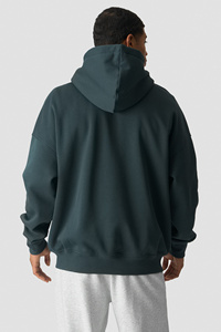 Sudadera con Capucha Extra Grande para Hombre, Verde Oscuro, Felpa de Algodón, Diseño Casual de Color Sólido con Bolsillos, Ropa de Otoño - Product Image 3