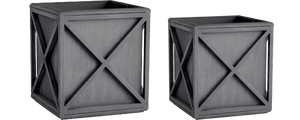 <b>Square</b> Wood Planter Box With X-Frame Design Black Finish Outdoor Garden Container - Product Image 5