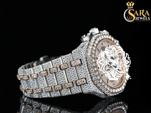 Hot Sale <b>Mens</b> Luxury Iced Out Rose Gold VVS Moissanite Diamond Automatic Watch Fully Diamond <b>Studded</b> Available <b>for</b> Best Price - Product Image 5