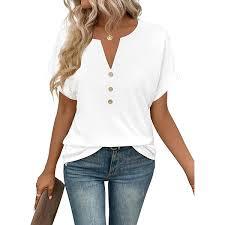 Smooth texture <b>tshirt</b> premium casual wear Female Premium Button Cotton <b>Plain</b> Classic Short Sleeve Top - Product Image 2