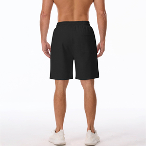 Shorts décontractés pour hommes, noirs unis, à séchage rapide, avec cordon de serrage, taille mi-haute, style streetwear - Product Image 2