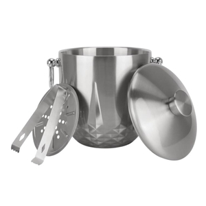 Cubo para hielo de doble pared, aislado, de acero inoxidable, con tapa y pinzas, ideal para fiestas en casa, bares, picnics y restaurantes. - Product Image 2