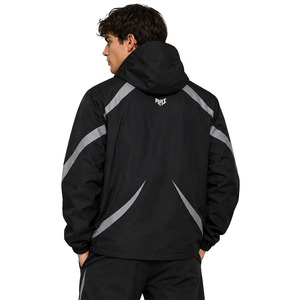 Chaqueta Cortavientos con Capucha y Panel Reflectante Personalizado en Negro para Hombre, Resistente al Agua, Ropa de Entrenamiento para Exteriores, Fabricante OEM ODM - Product Image 2