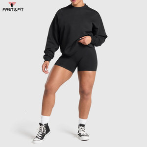 Sweat-shirt à capuche surdimensionné en molleton respirant avec logo personnalisé, pour femmes, style streetwear, idéal pour l'entraînement, en coton épais - Product Image 4