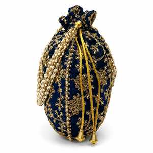 Sac à main Potli perlé de qualité supérieure et abordable avec broderie artistique pour femmes, idéal pour les tenues traditionnelles et les cérémonies de mariage - Product Image 5