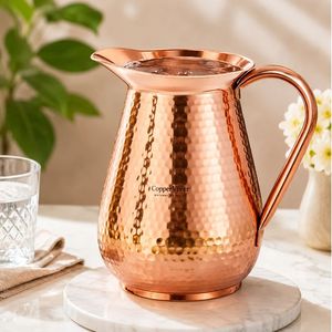 Jarra de Cobre Forjada a Mano, Diseño Sólido, Estilo Moderno, a Prueba de Fugas, Portátil, para Uso Doméstico, Regalo para Fiestas y Bodas, Vajilla - Product Image 3