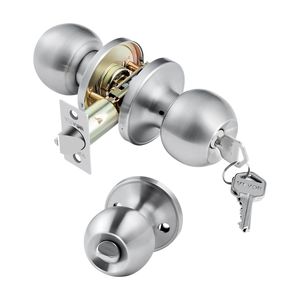 卧室浴室用缎面镍圆形隐私门把手钥匙入口锁 - Product Image 1