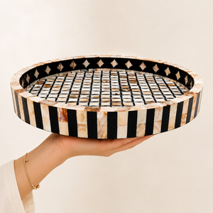 Mother of Pearl Inlay Serving Tray | Handmade Wooden Decor Tray | Ramadan Eid Arabic Home Decor Gift Luxury Kitchen Serving Tray - Product Image 1