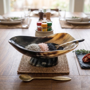 Eco-Friendly Natural Buffalo Horn Bowl Set with <b>Spoon</b> – Handcrafted Luxury <b>Serving</b> Bowl for Dry Fruits, Snacks & Table Décor - Product Image 2
