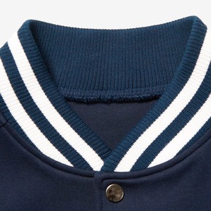 เสื้อแจ็คเก็ตวาร์ซิตี้สีกรมท่าสำหรับผู้ชาย ทรงปกติ ปกคอพับ ปิดด้วยซิป สวมใส่สบายๆ ในฤดูใบไม้ร่วง สีพื้น ผ้าถักโพลีเอสเตอร์ - Product Image 5